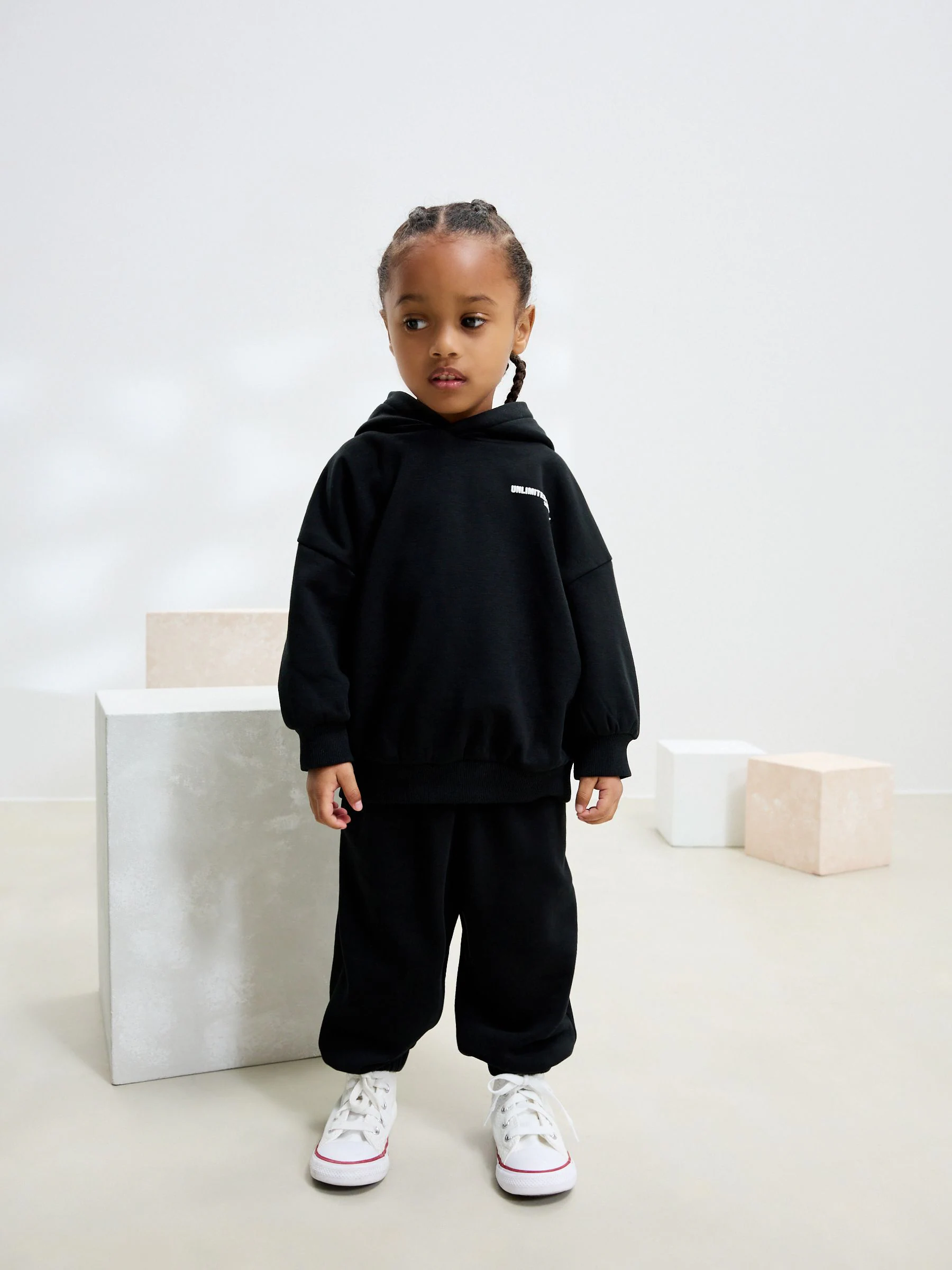 Zwart - Set met hoodie met slogan en joggingbroek (3mnd-7jr)