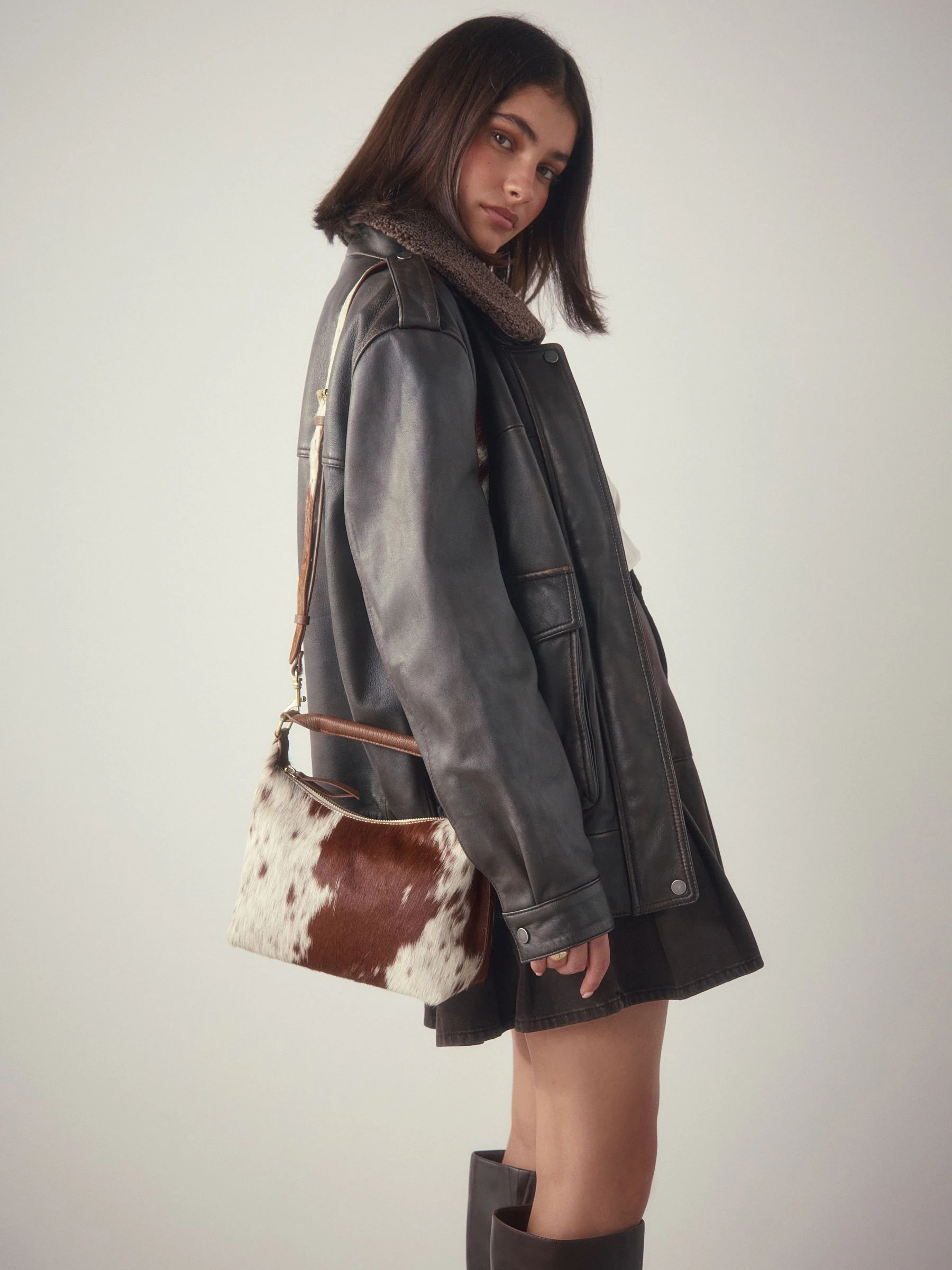 Animal - Leather Scooped Hand Held Bag