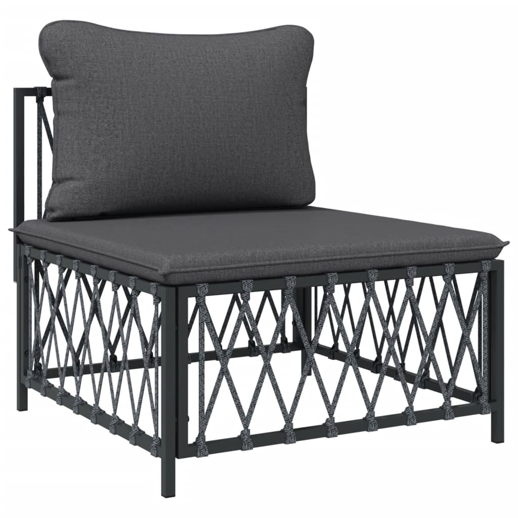 Salon de jardin meuble d'extérieur ensemble de mobilier 8 pièces avec coussins anthracite acier