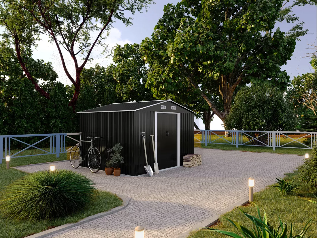 Abri de jardin métal en acier galvanisé gris 8 m² - MANSO