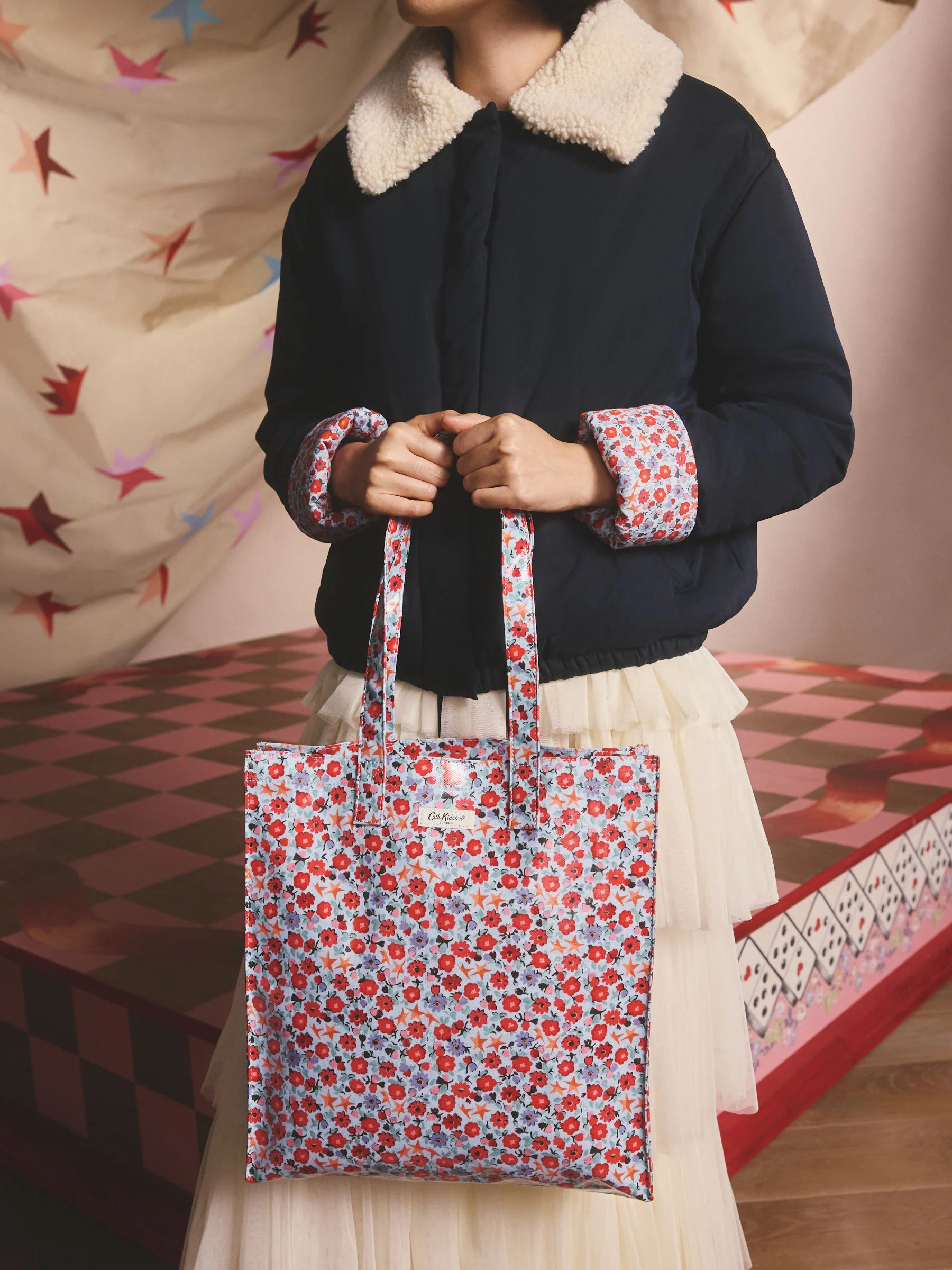 Blauwe vouwbare sterretjesprint - Cath Kidston grote boekentas