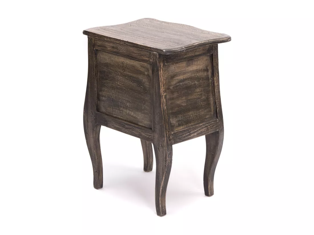 COMMODE Ventre Bois massif en acajou, avec 3 tiroirs brun rustique