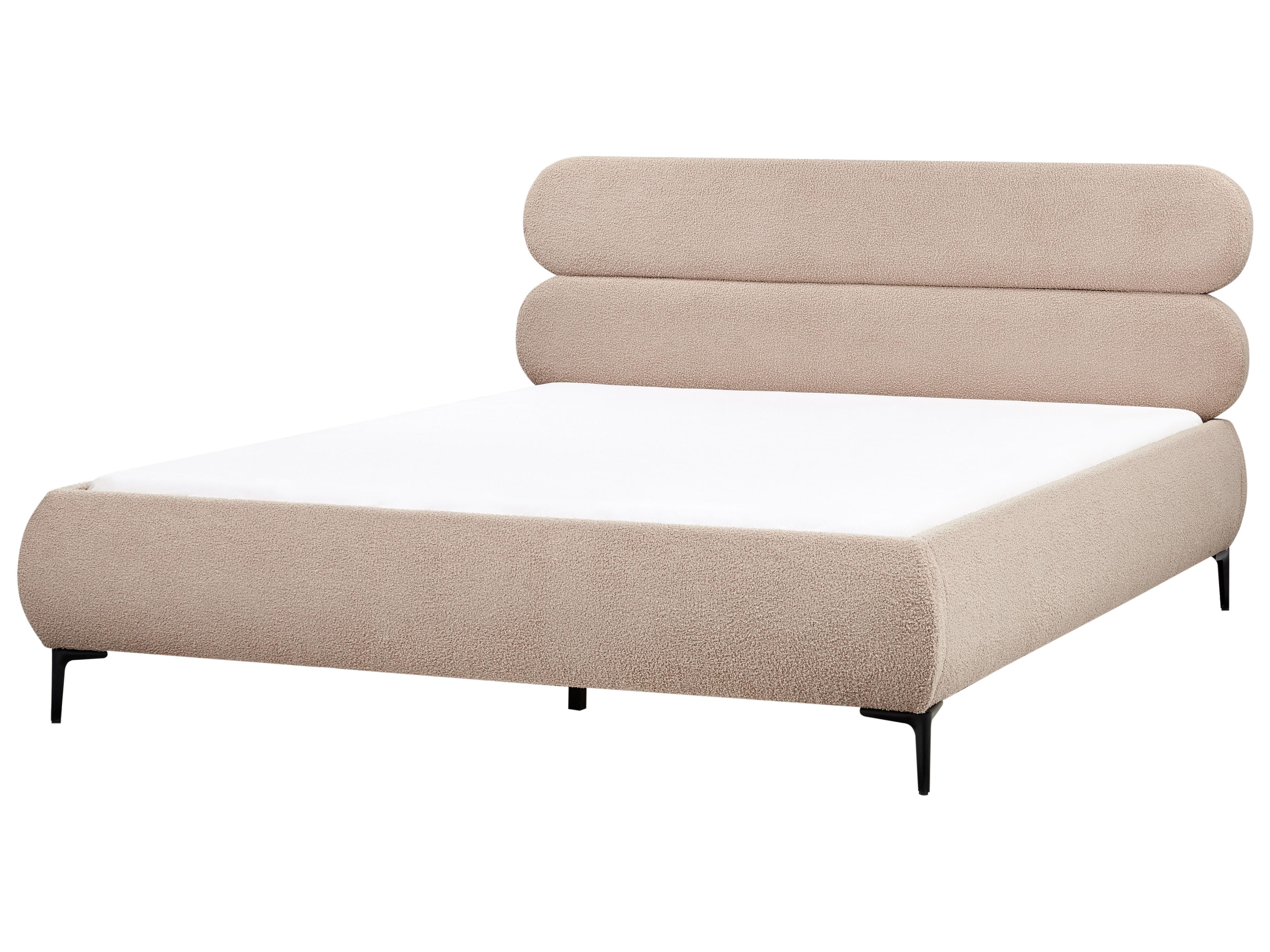 Bed Bouclé LESSAY 180 x 200 cm Taupe