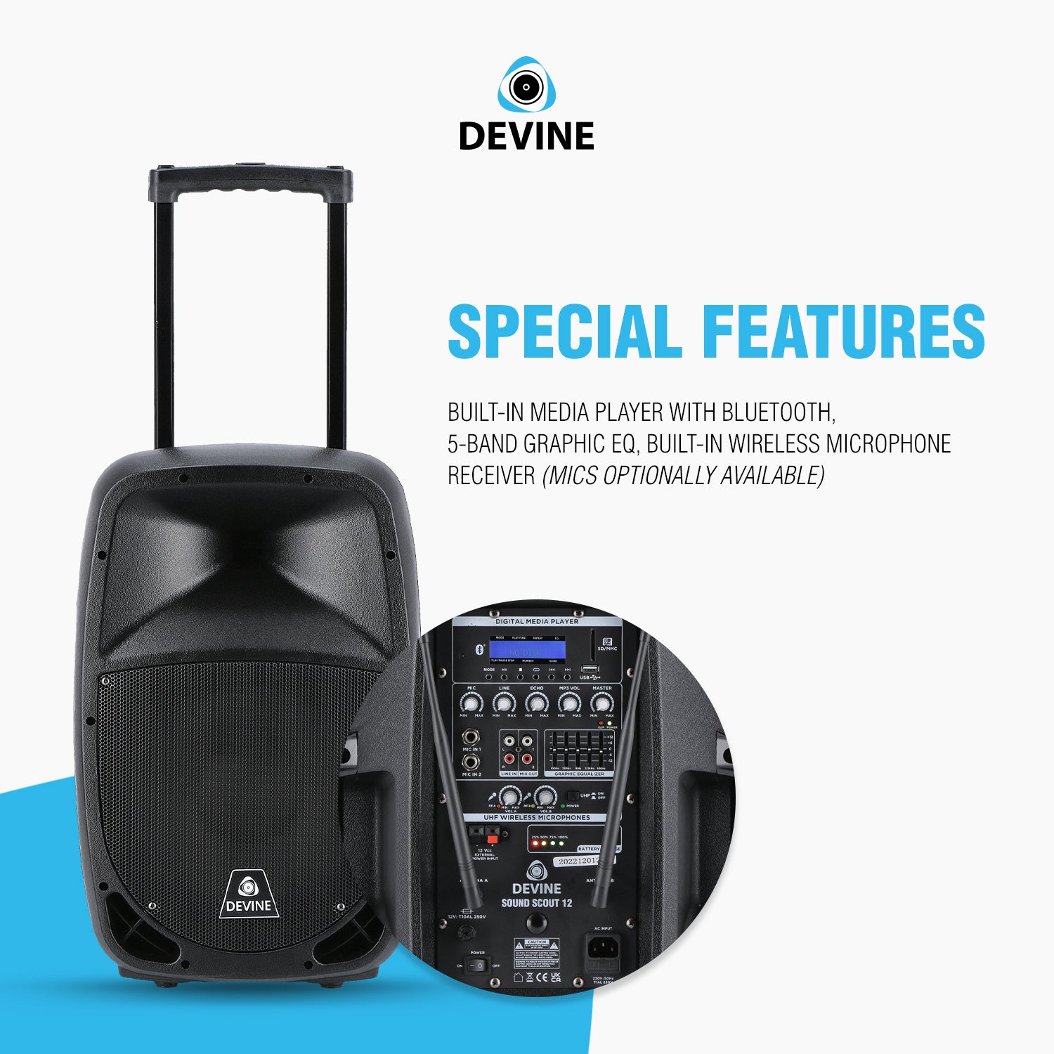 Devine Sound Scout 12A 12 inch mobiele accu-speaker