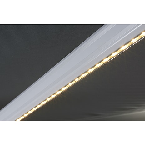 Markise med motor og LED lys L: 3,5 x D: 3 meter - grå/hvid