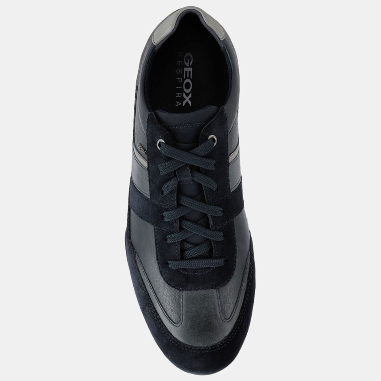 Geox Baskets en Cuir Wells bleu/gris