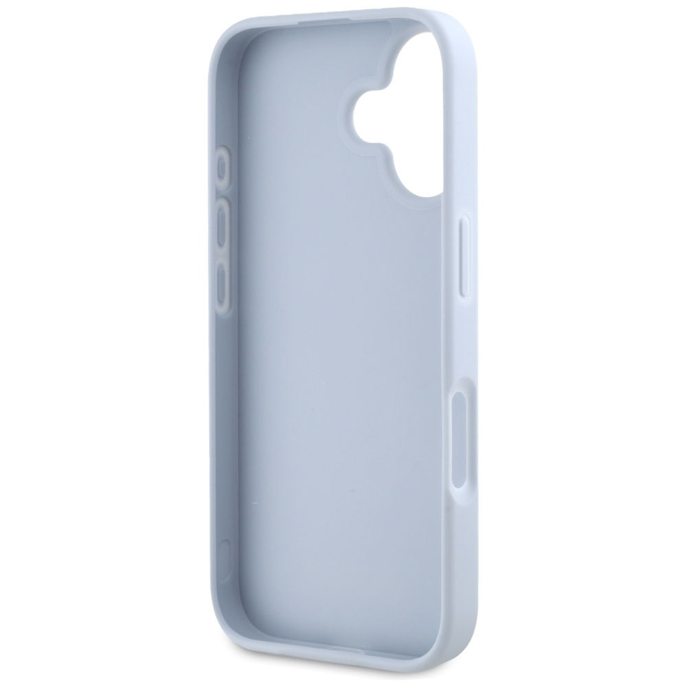 iPhone 16 Leder Hardcase Hülle Grained 4G Big Metal Logo (GUHCP16SPGT4MBB) - Hellblau
