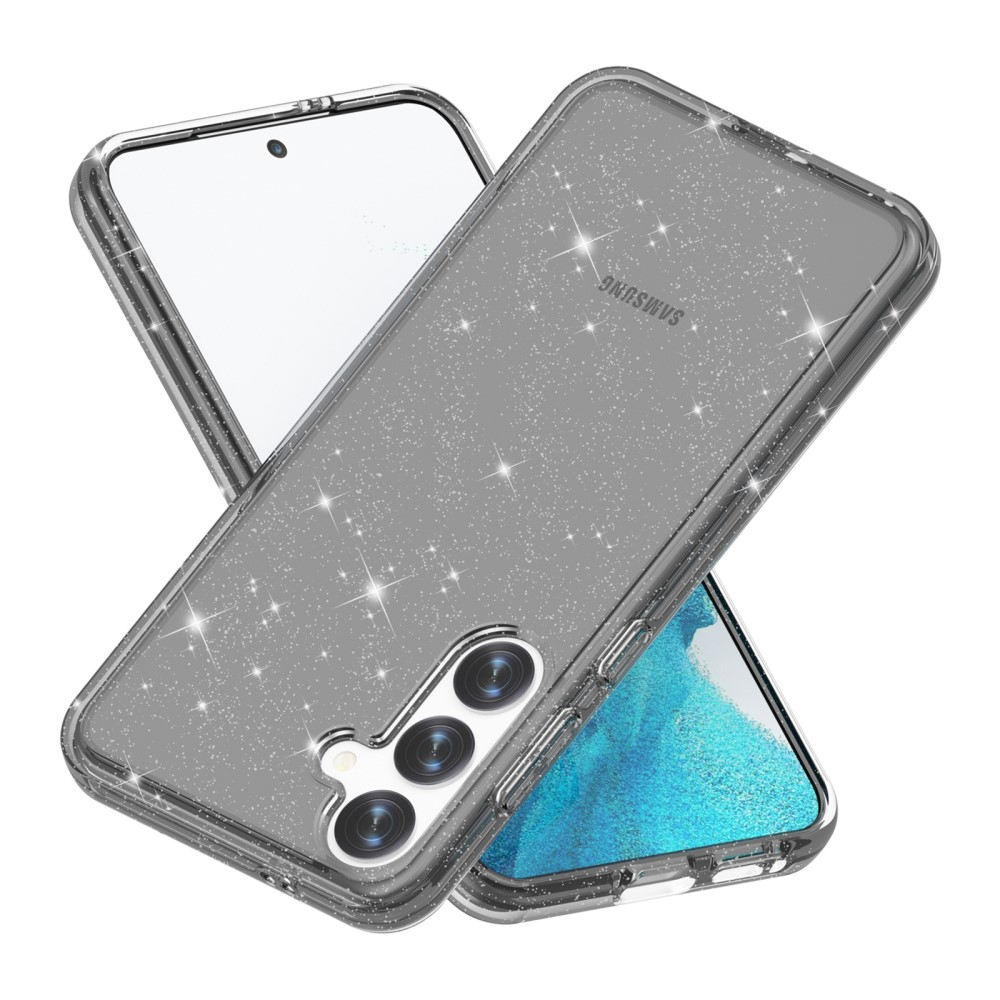 Samsung Galaxy S24 Hybrid Hardcase Schutzhülle im Glitzer Design - Grau / Transparent