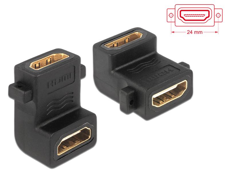 Delock Adapter mit Schraubanschluss 90° gewinkelt HDMI - HD Delock Adapter HDMI A Buchse > Buchse mit Schraubanschluss 90° gewinkelt