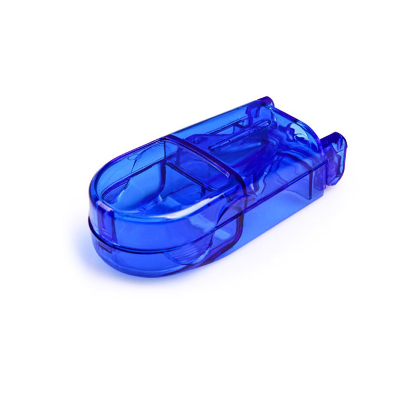 (85x40mm) Tabletten Teiler Mini Medikamenten Schneider mit Aufbewahrungsfach - Blau