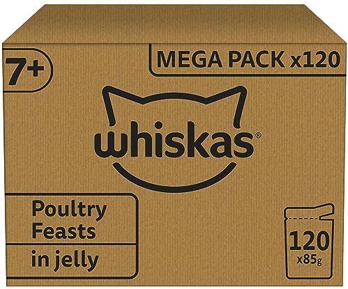Whiskas - Senior - Nat Kattenvoer - Gevogelte Selectie in Gelei - 120 x 85 g