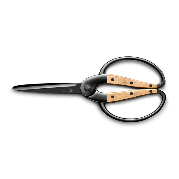 Ciseaux de cuisine forgés 21 cm noir avec inserts bambou Déglon
