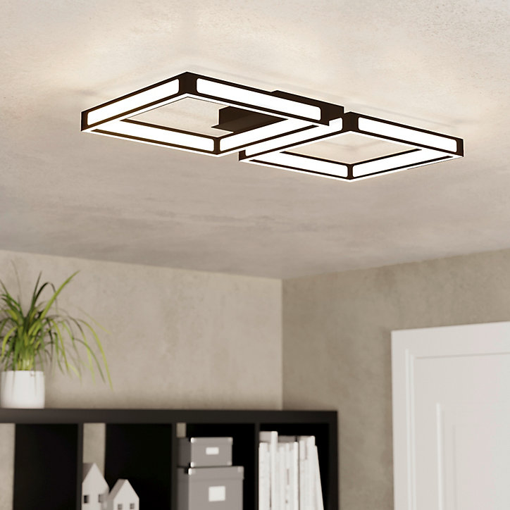 Plafonnier LED intégrée Altaflor IP20 3040lm 24W L.65 x l.30x H.7 cm Eglo noir