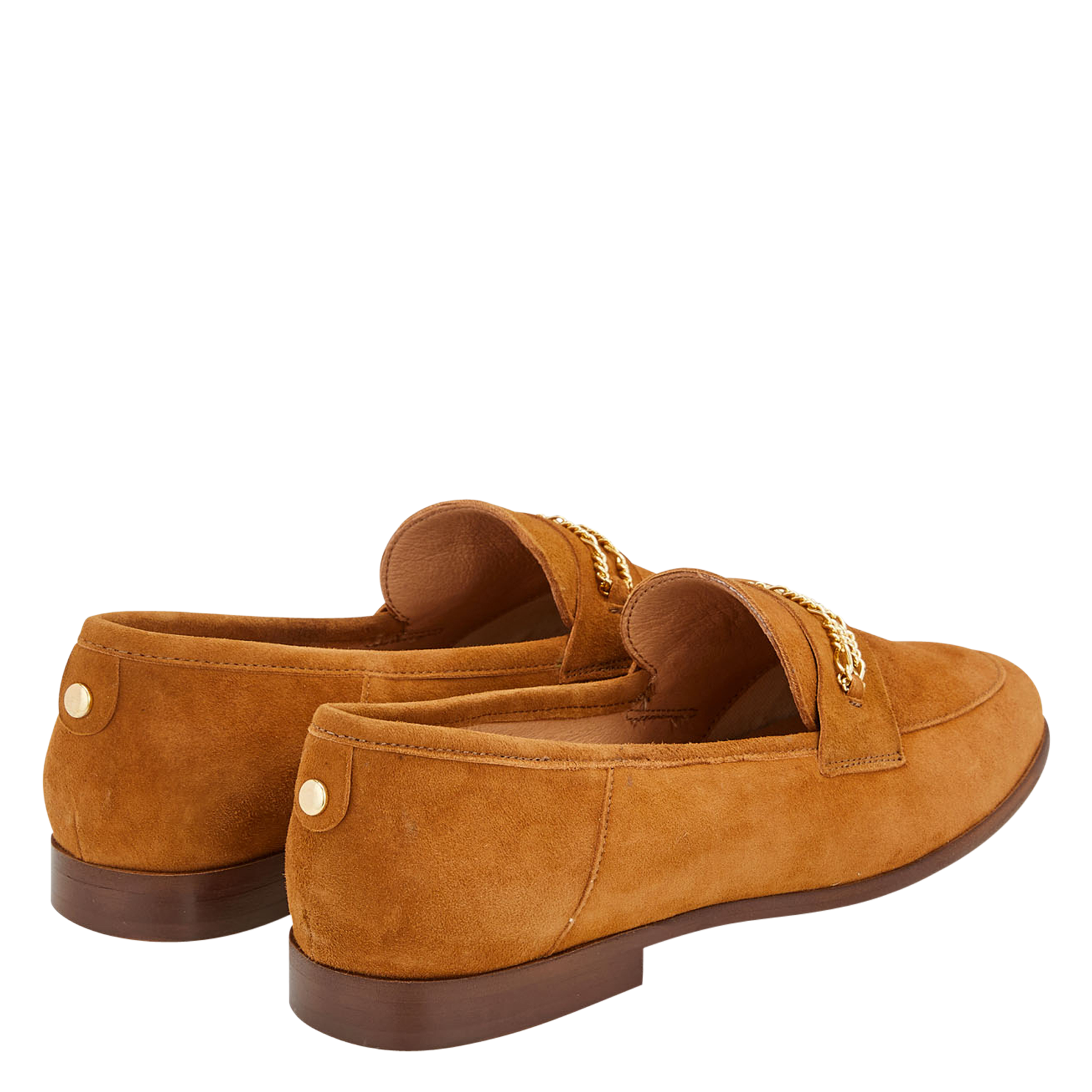 VERINE - Mocassins à détail chaîne en cuir velours | Marron