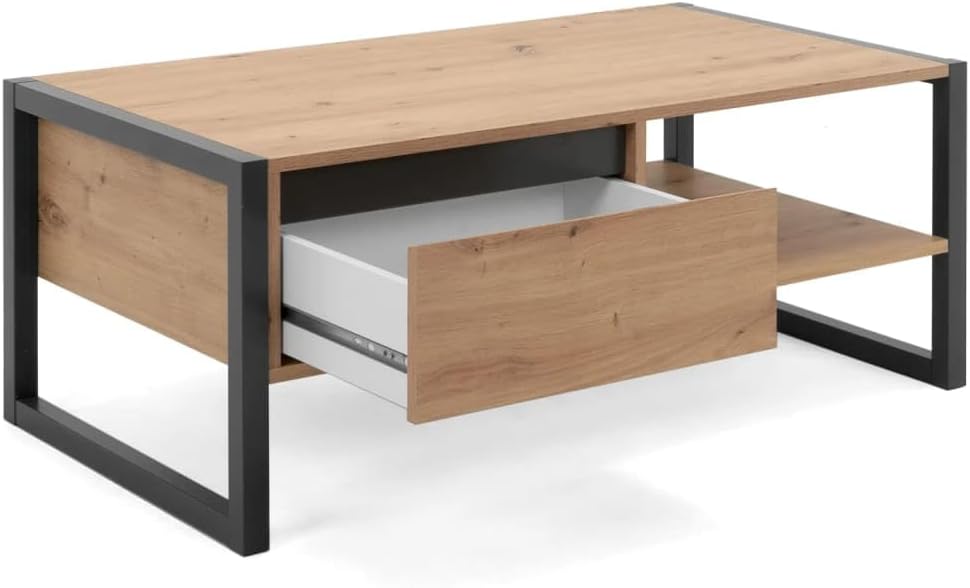 Couchtisch mit Schublade in Eiche anthrazit cm 100x 55 x 40 h