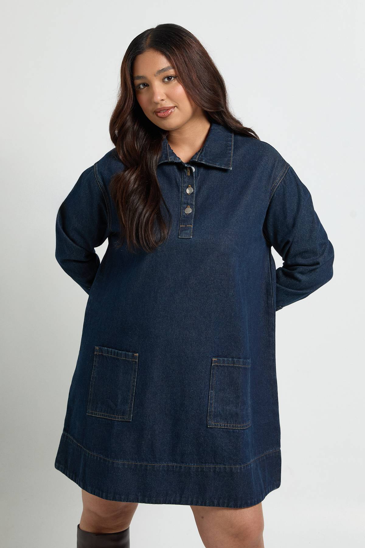 boohoo Robe en denim à manches longues
