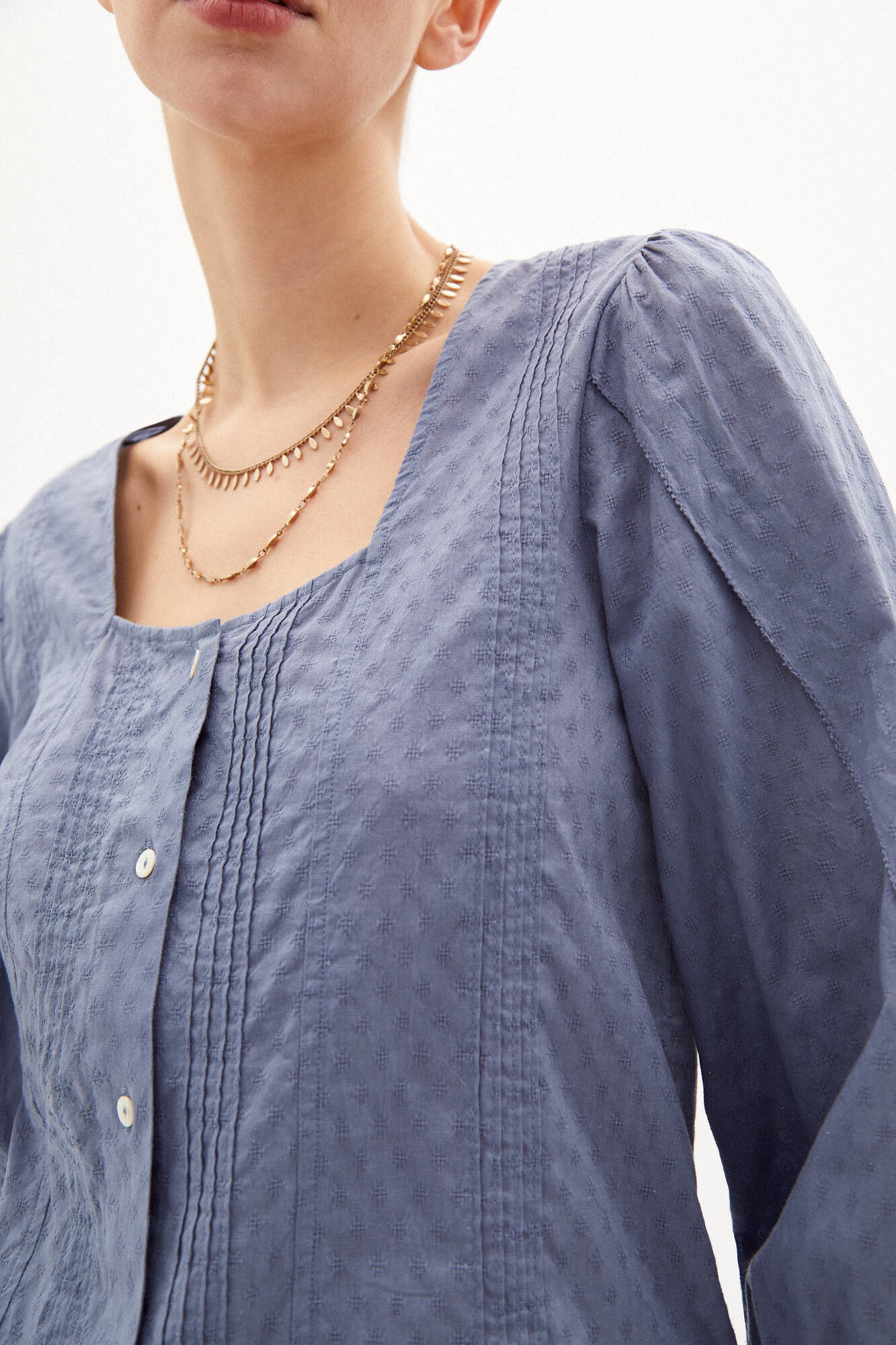 Blusa Macarena Romântica em Algodão - Azul
