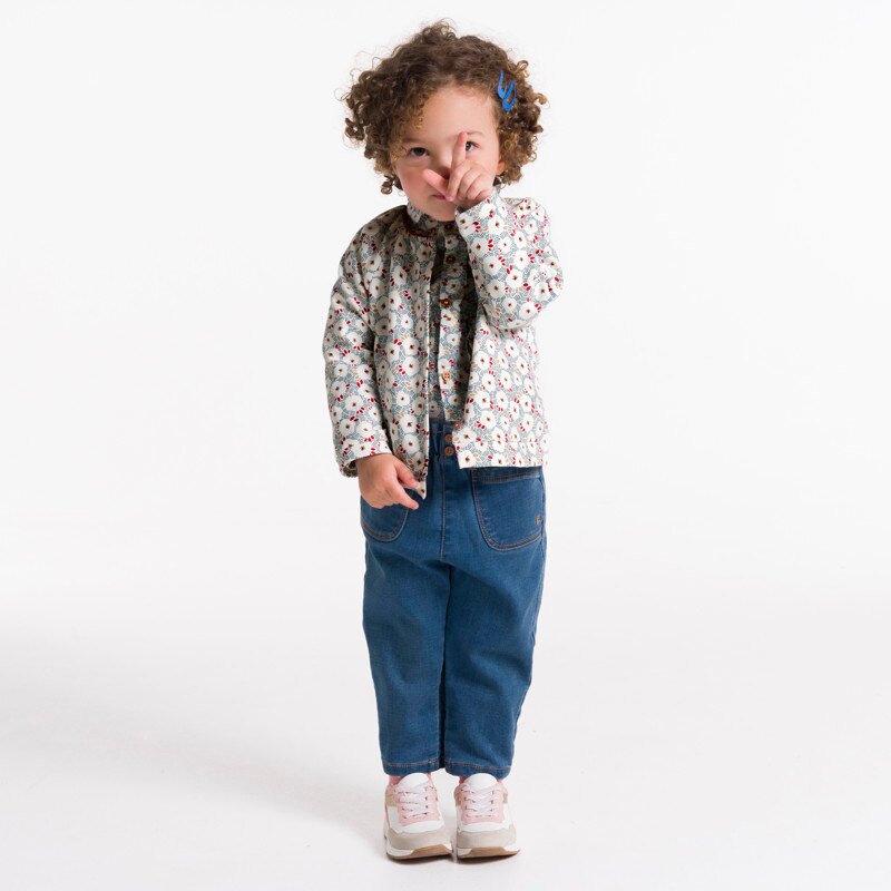 Gilet en molleton fleuri vert bébé fille Vert