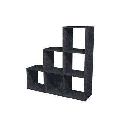 Bibliothèque modulaire MAXICOLOR - 6 cases en escalier - imitation frêne noir