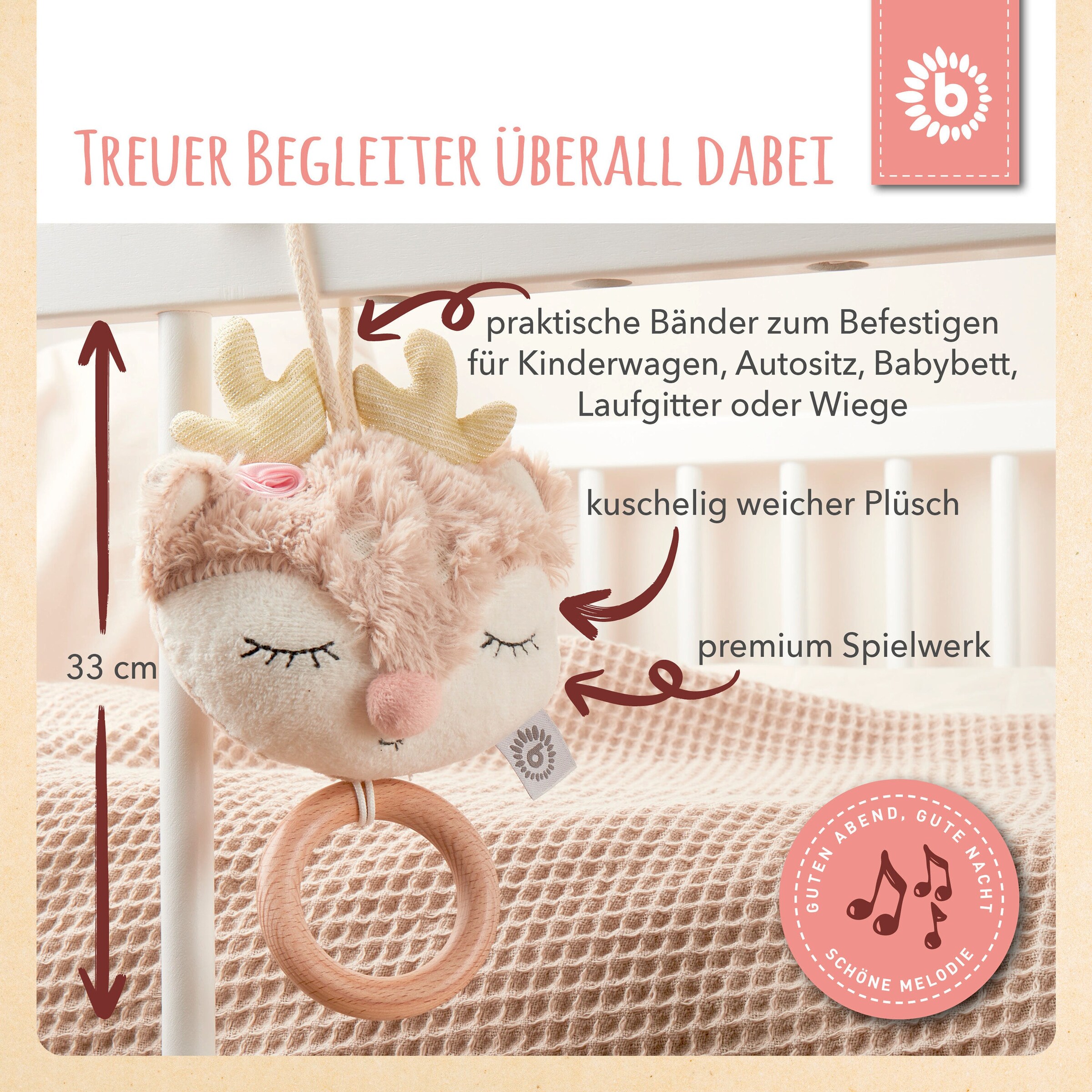 Bieco Musikspieluhr Reh - ab Geburt Beige