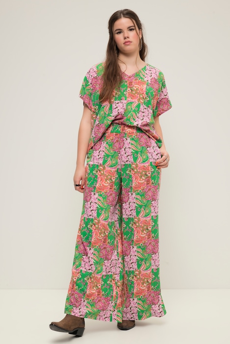 Palazzo Hose, Loose Shape, Saumschlitz, Patchprint, Elastikbund