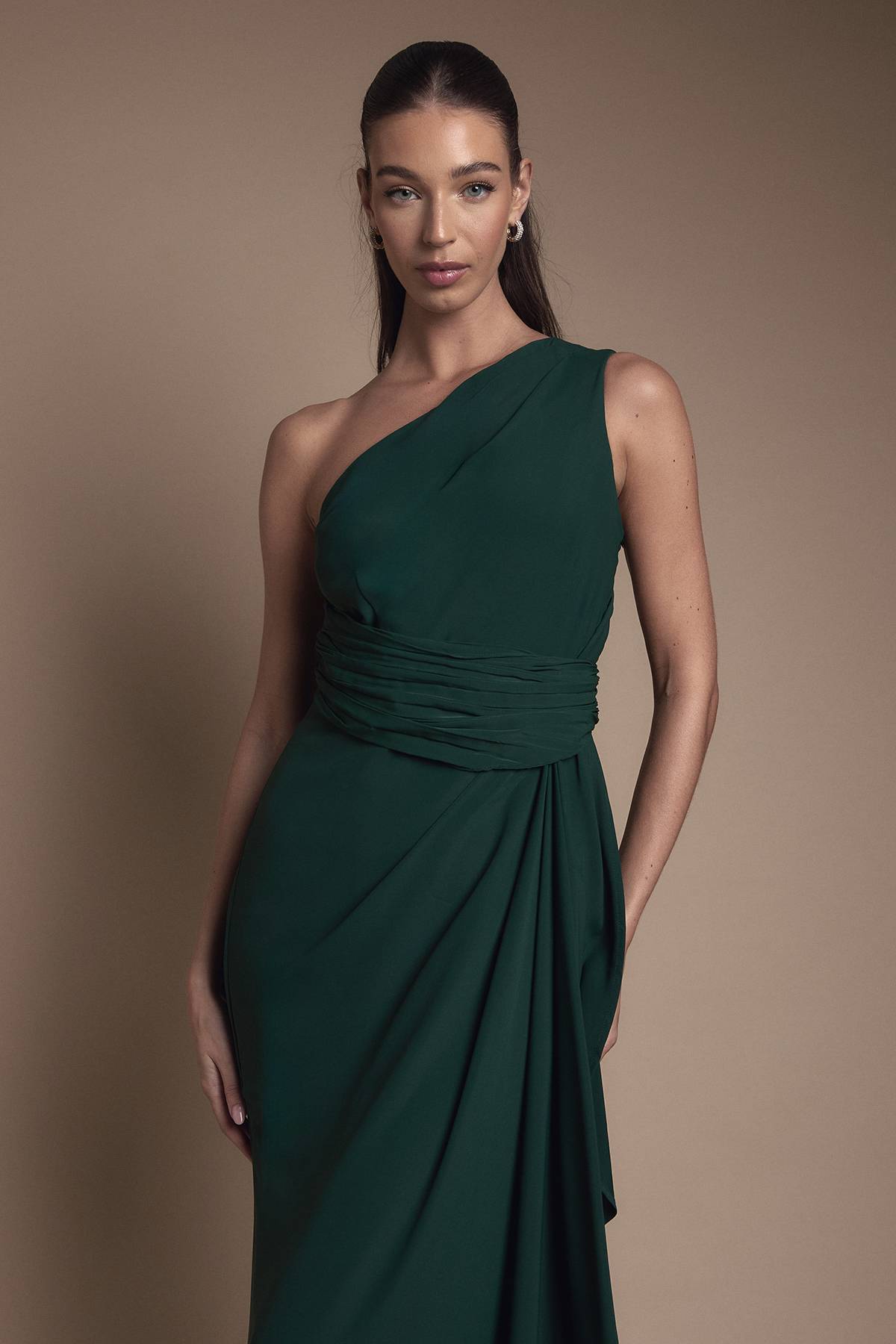 Coast Robe de Demoiselle d'Honneur Longue à Une Épaule avec Ceinture
