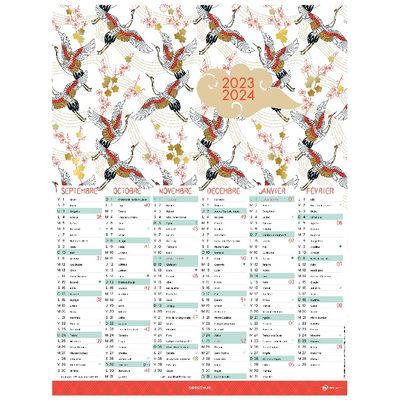 Calendrier Sakura - 6 mois par face - 33,5 x 43 cm - Oberthur