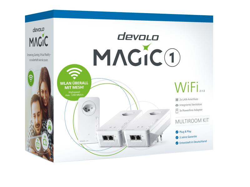 devolo Powerline Magic 1 WiFi Multiroom Kit LAN- und WLAN-Verbindung über das heimische Stromnetz