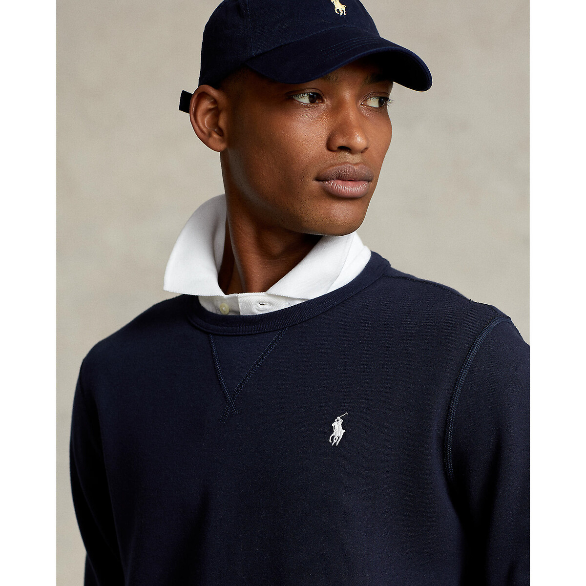 POLO RALPH LAUREN<br>Moletom de algodão com gola redonda e logotipo bordado