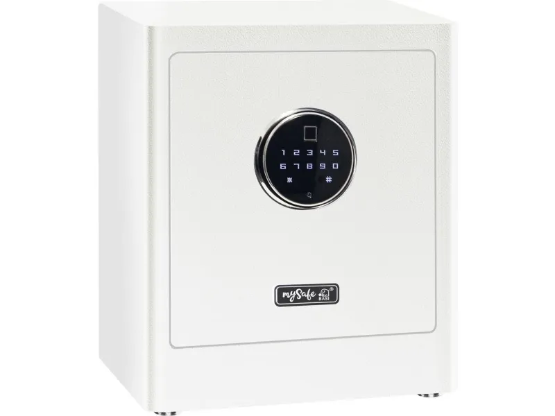BASI mySafe Premium 350, Fritstående pengeskab, Hvid, Elektronisk, Kode, Fingeraftrykslæser, 1 hylder, Batteri, AA