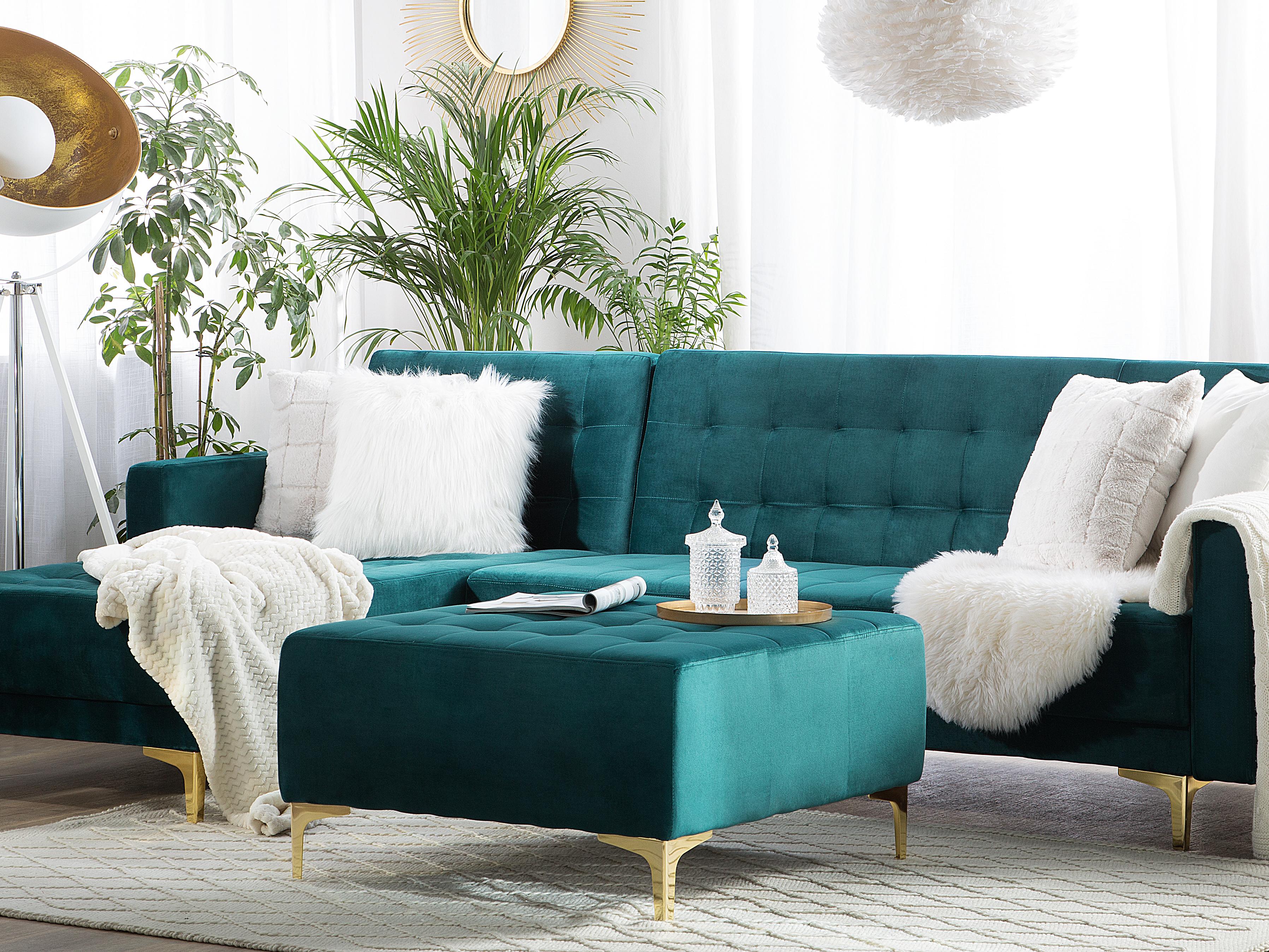 Ottomaan ABERDEEN Fluweel Groenblauw