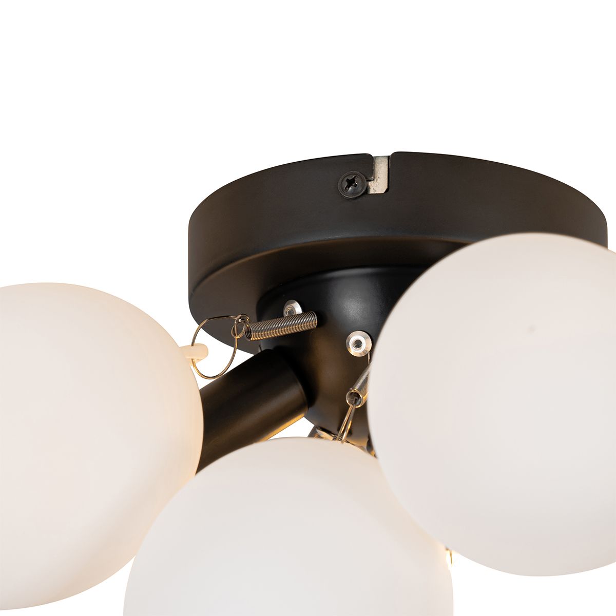 Art deco plafondlamp zwart met opaal glas 3-lichts - Uvas
