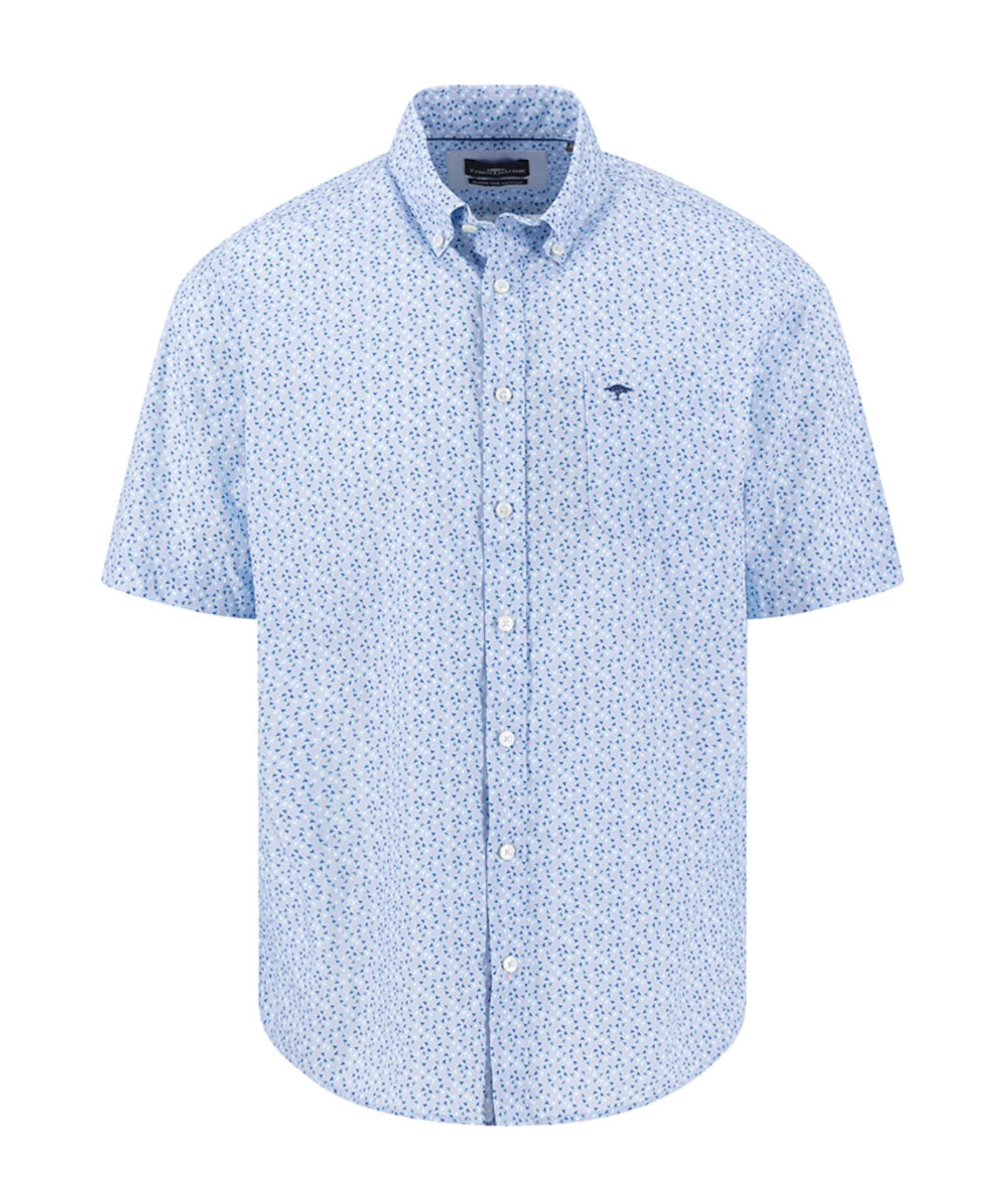 Fynch-Hatton Heren overhemd korte mouw blauw