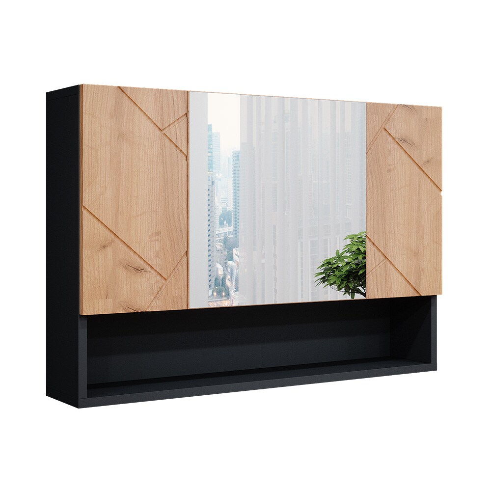 Vicco Spiegelschrank Badspiegel Wandspiegel Irma Anthrazit Eiche 80 cm modern Badezimmer Spiegel Badezimmerschrank Badezimmermöbel Spiegeltür Schranktür Hängeschrank Einlegeboden Regal Ablage