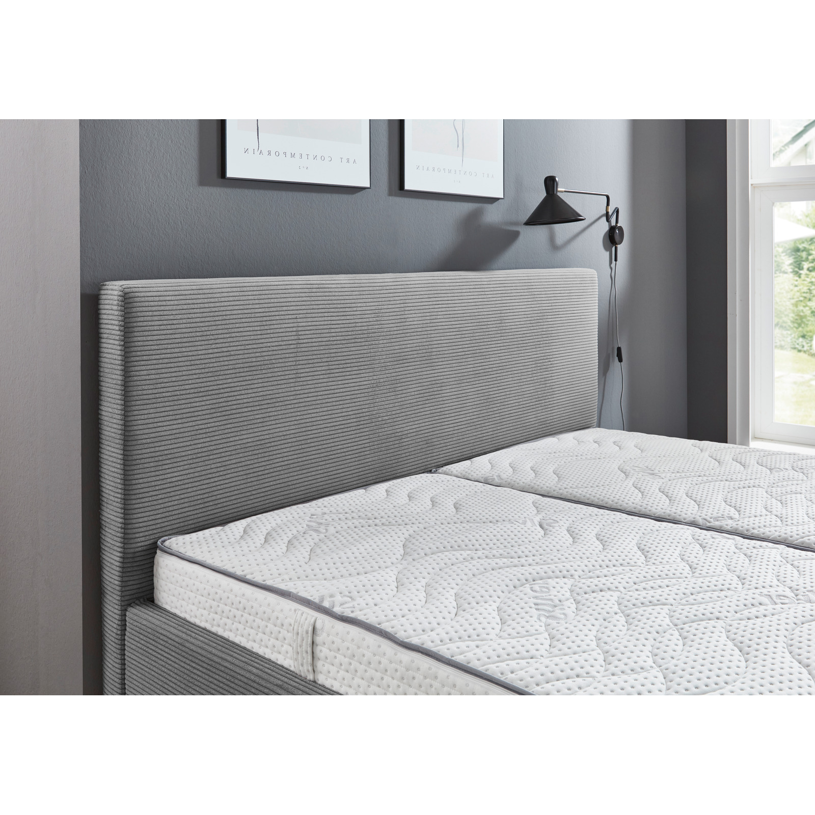 Polsterbett Cora Stoff Cord grau 160 x 200