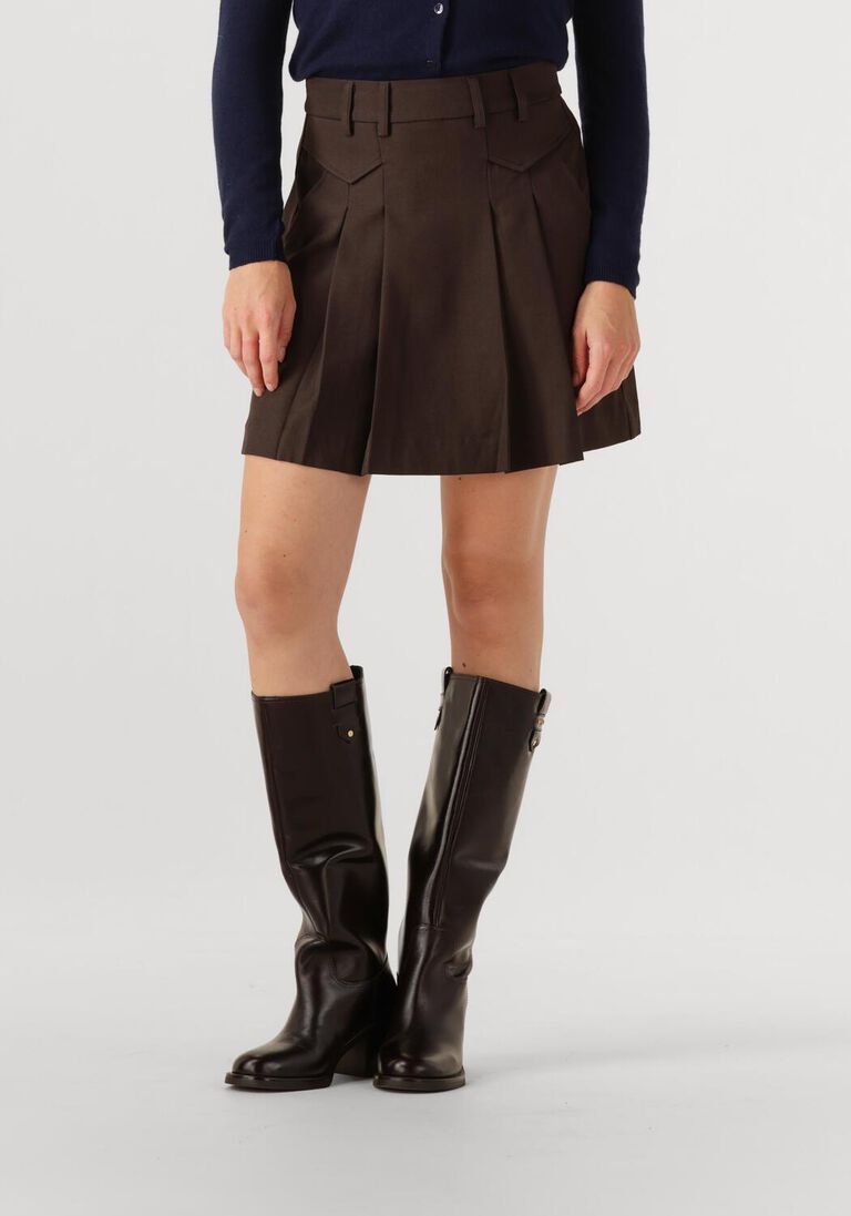 bruine co'couture minirok luna pocket pleat mini skirt
