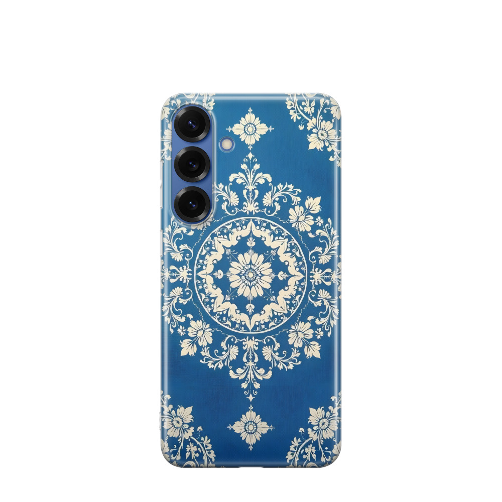 Samsung Galaxy S25 Plus Gummi Hülle Barock Mandala - Blau