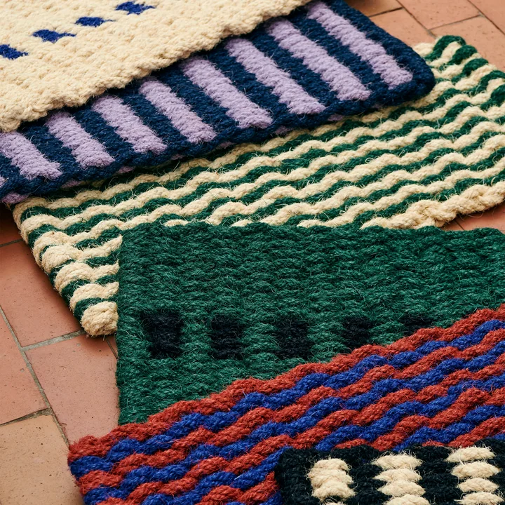 HAY - Coco Fussmatte, stripe wide, schwarz / weiss