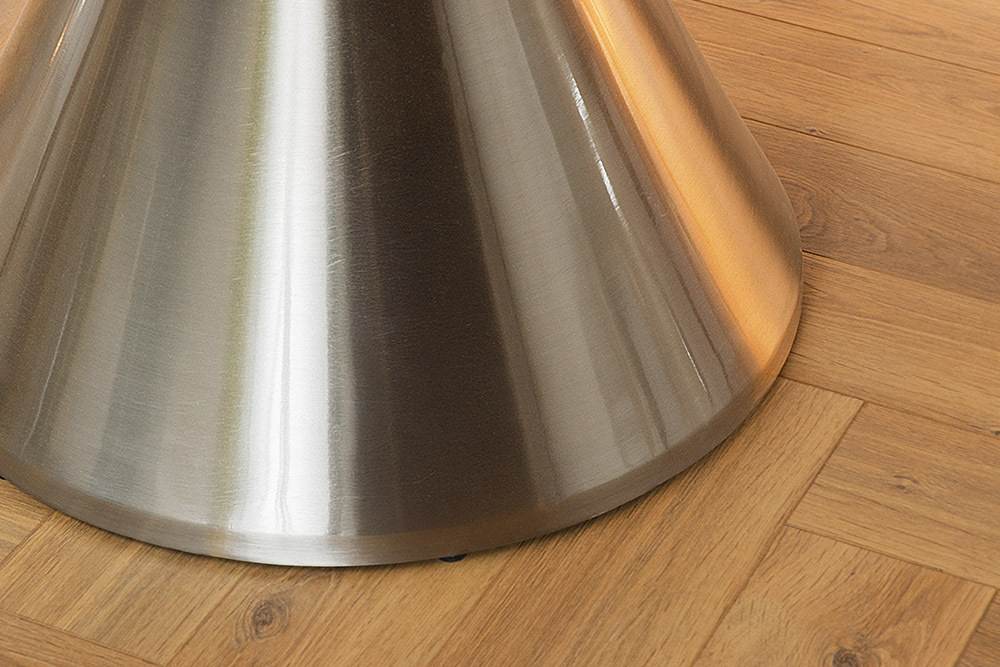 Runder Esstisch ELEGANCIA 130cm schwarz Marmor chrom Stahl mit Säulenfuß