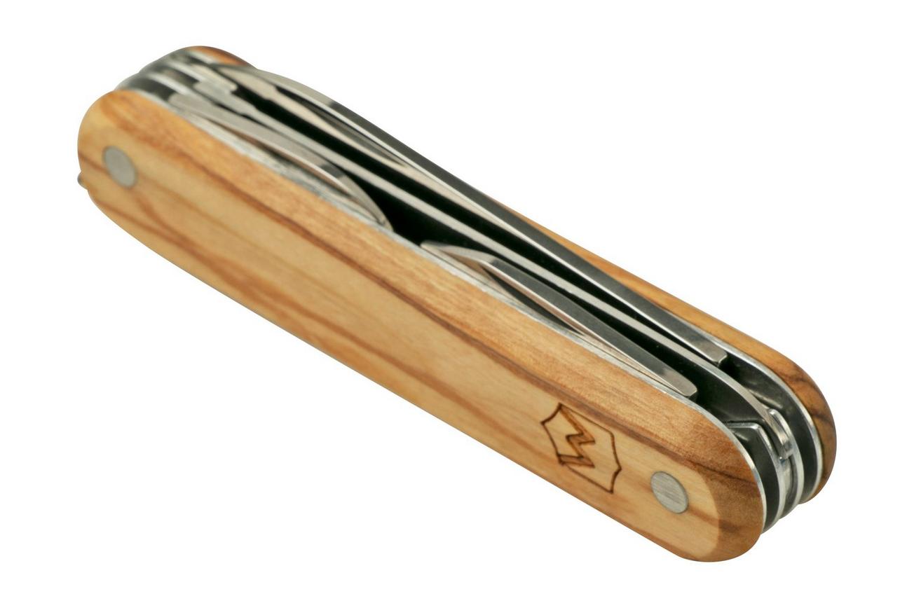 Mercury Multi-Tool Knife 913-6SLC Olive Wood, Saw, 6 functies, zakmes