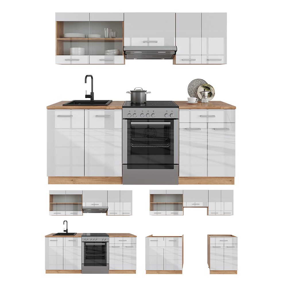 Vicco Küchenzeile Küchenblock Einbauküche R-Line 200 cm Front Weiß
