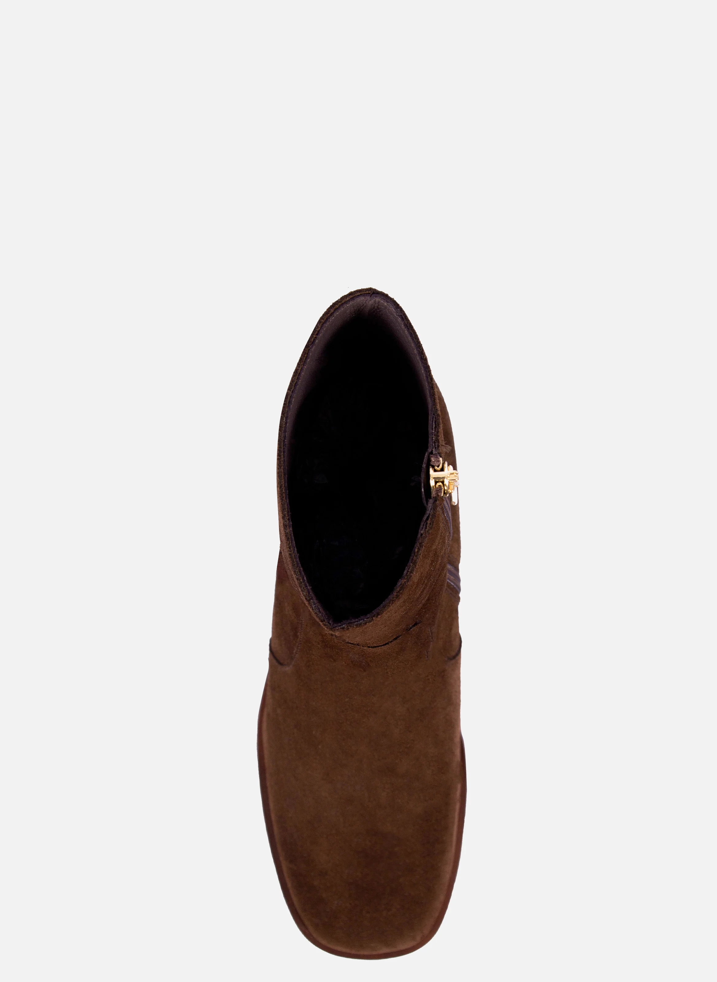 Bottines plateforme cuir daim | Marron