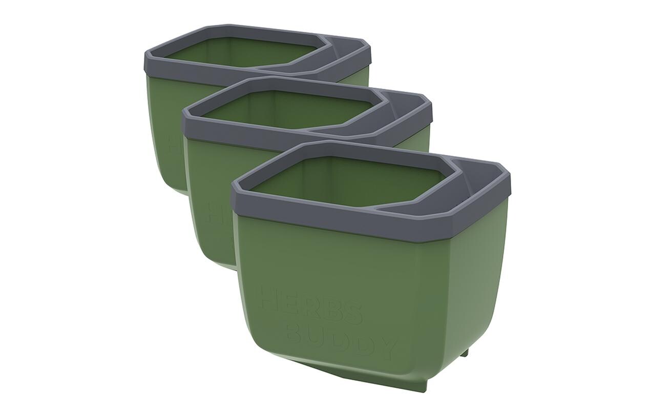 HERBS BUDDY Kräutertopf 3er Set GrünKräutertopf mit Wasserreservoir und Kippfunktion