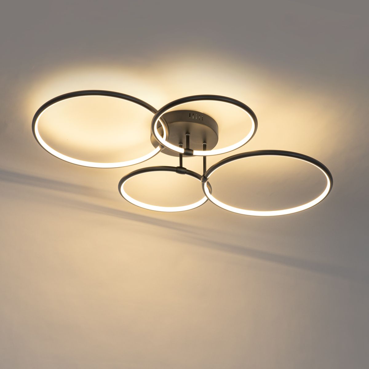 Design plafondlamp zwart incl. LED 3-staps dimbaar 4-lichts - Joaniqa