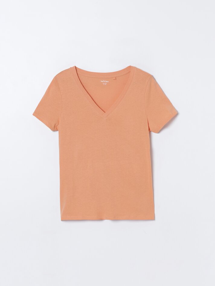 Pacote com 4 camisetas de gola V sortidas - Cor pêssego