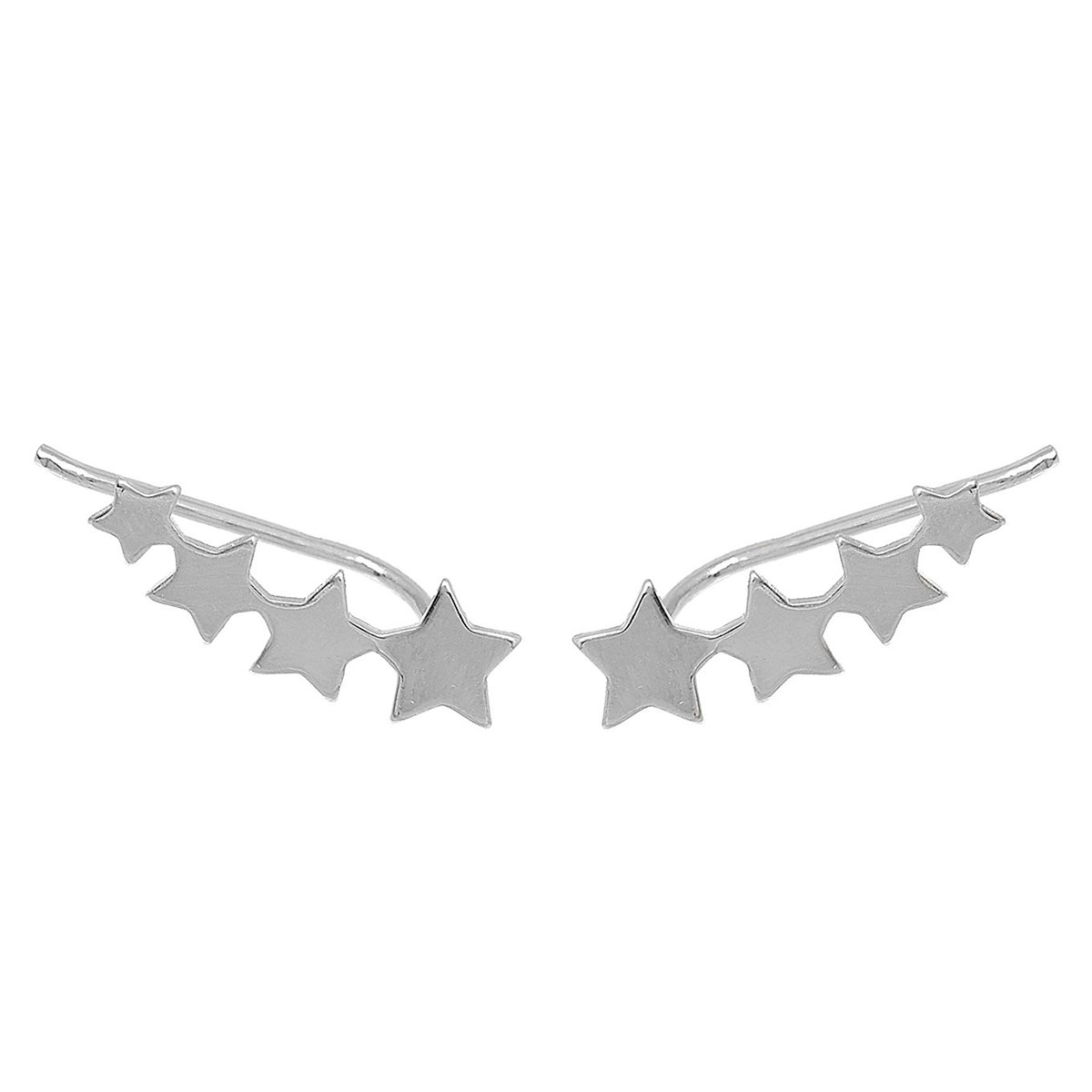 Boucles d'oreilles grimpantes contour de lobe suite d'étoiles Argent 925 Rhodié