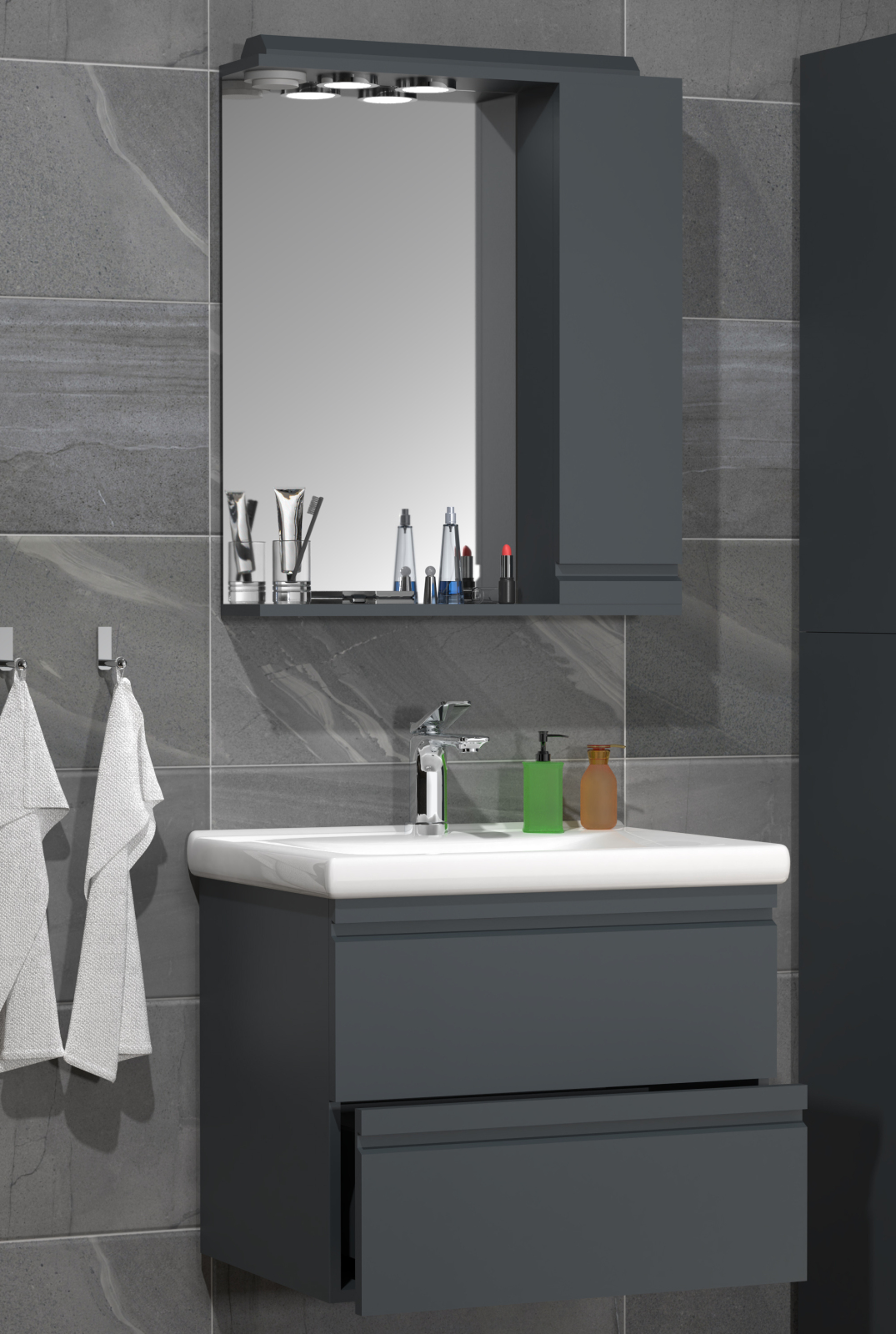 3-teiliger Badblock SILORA L - anthrazit