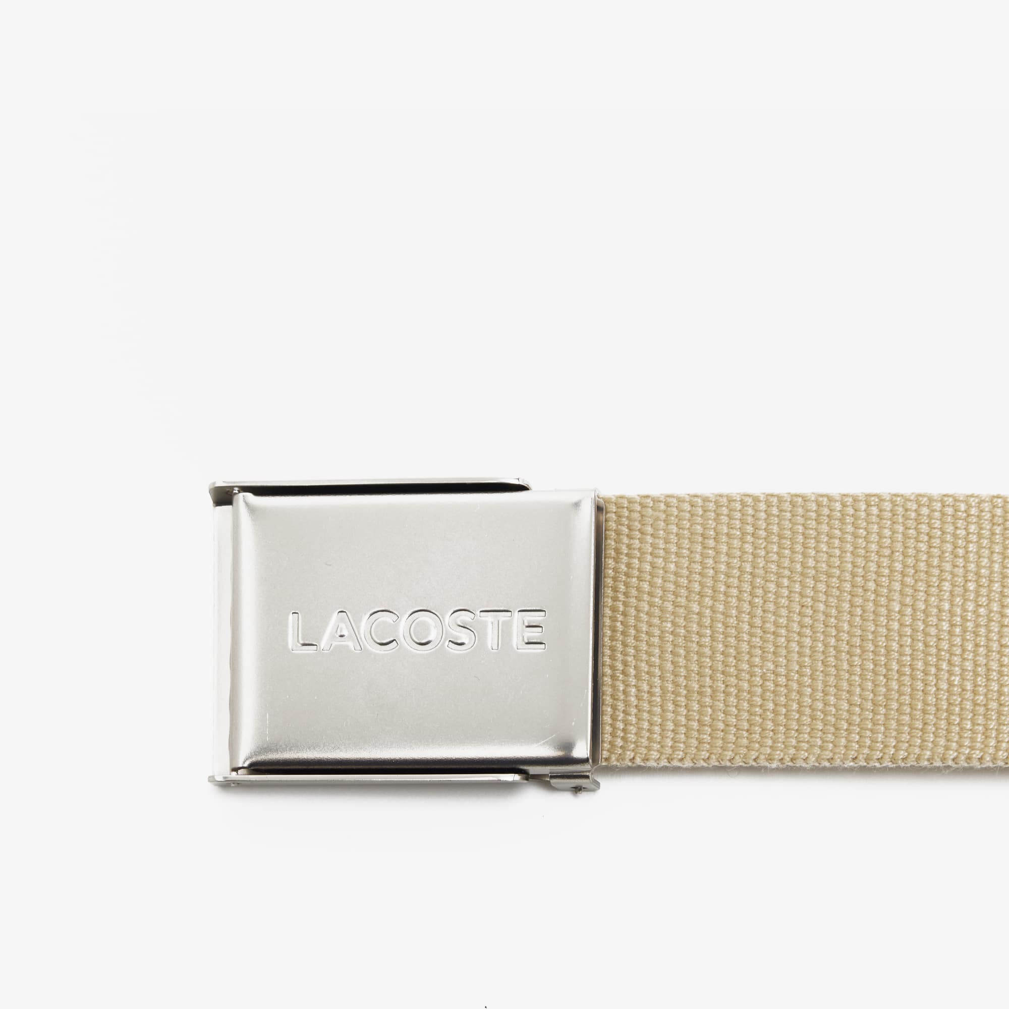 Ceinture sangle boucle gravée Lacoste Édition Made in France Ceintures - Beige - Lacoste - Homme