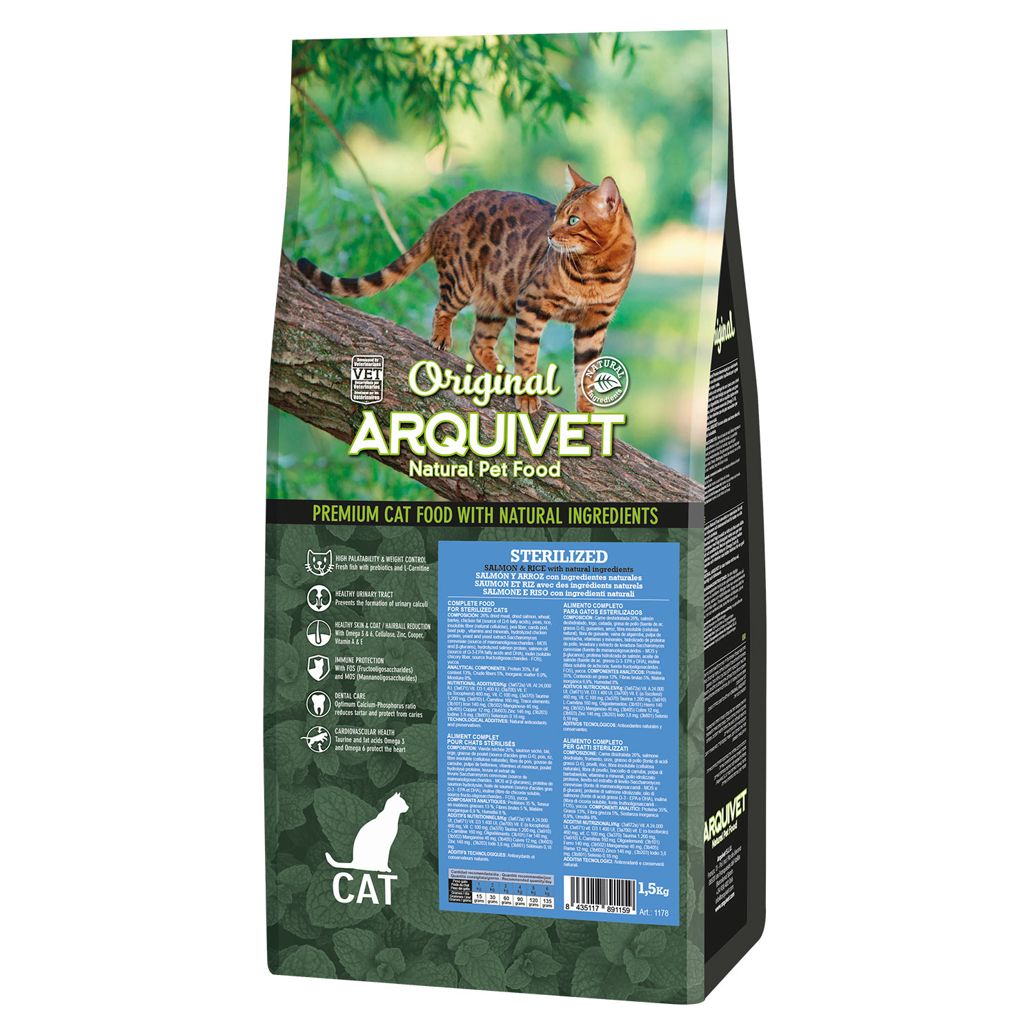 Salmão esterilizado ARQUIVET CAT ORIGINAL 1,5 kg