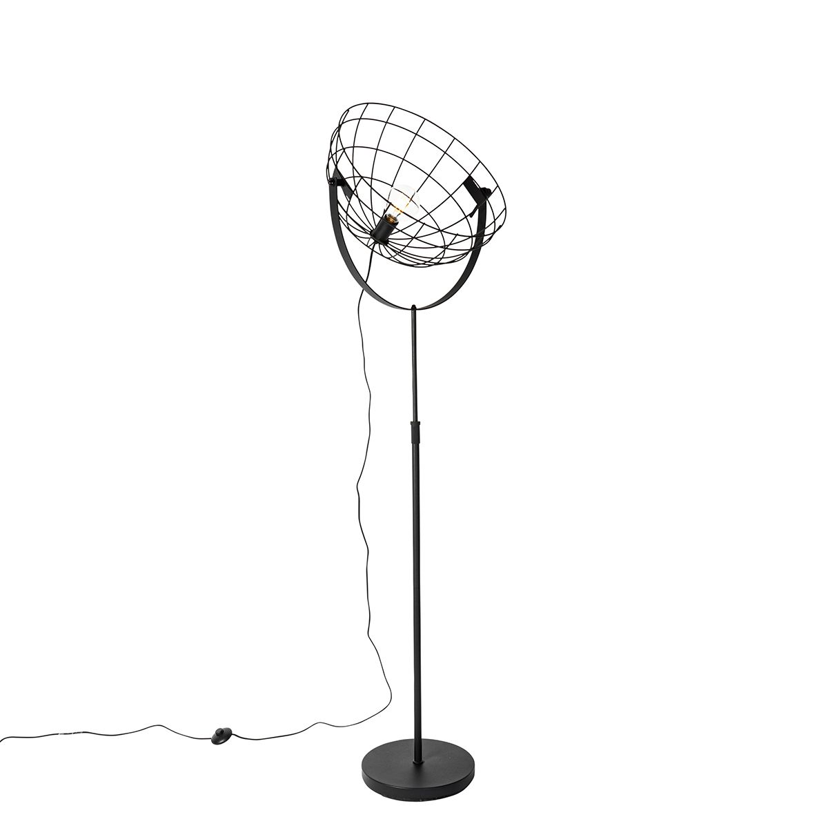 Industriële vloerlamp zwart 50 cm verstelbaar - Hanze